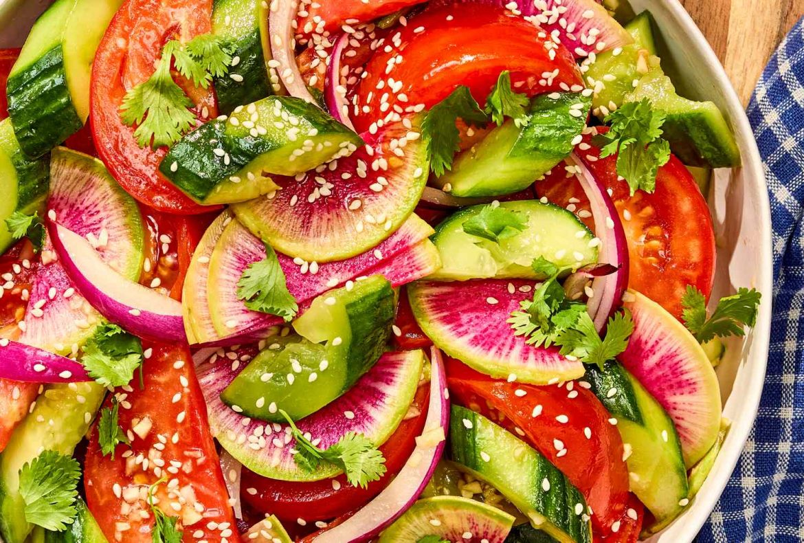 Smashed Cucumber & Tomato Salad