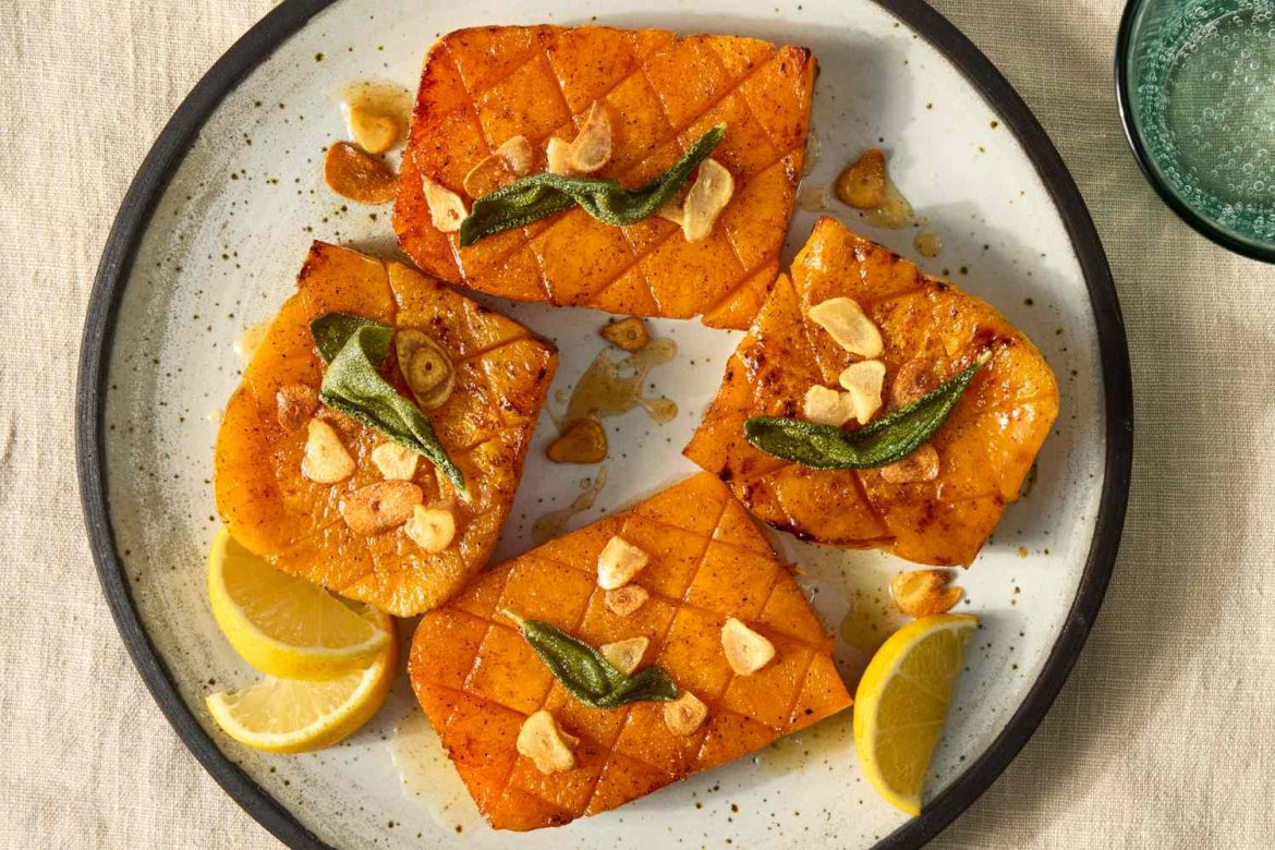 Garlic-Butter Butternut Squash Steaks