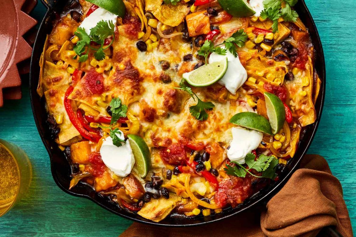 Butternut Squash & Black Bean Enchilada Skillet