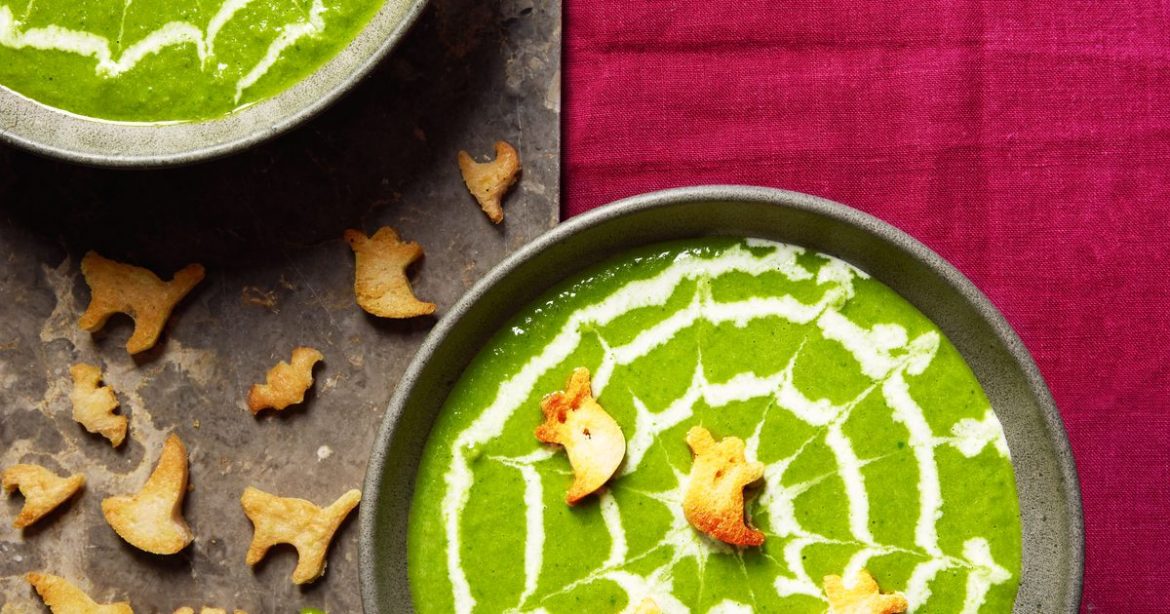 Halloween soup with spooky garlic croutons recipe