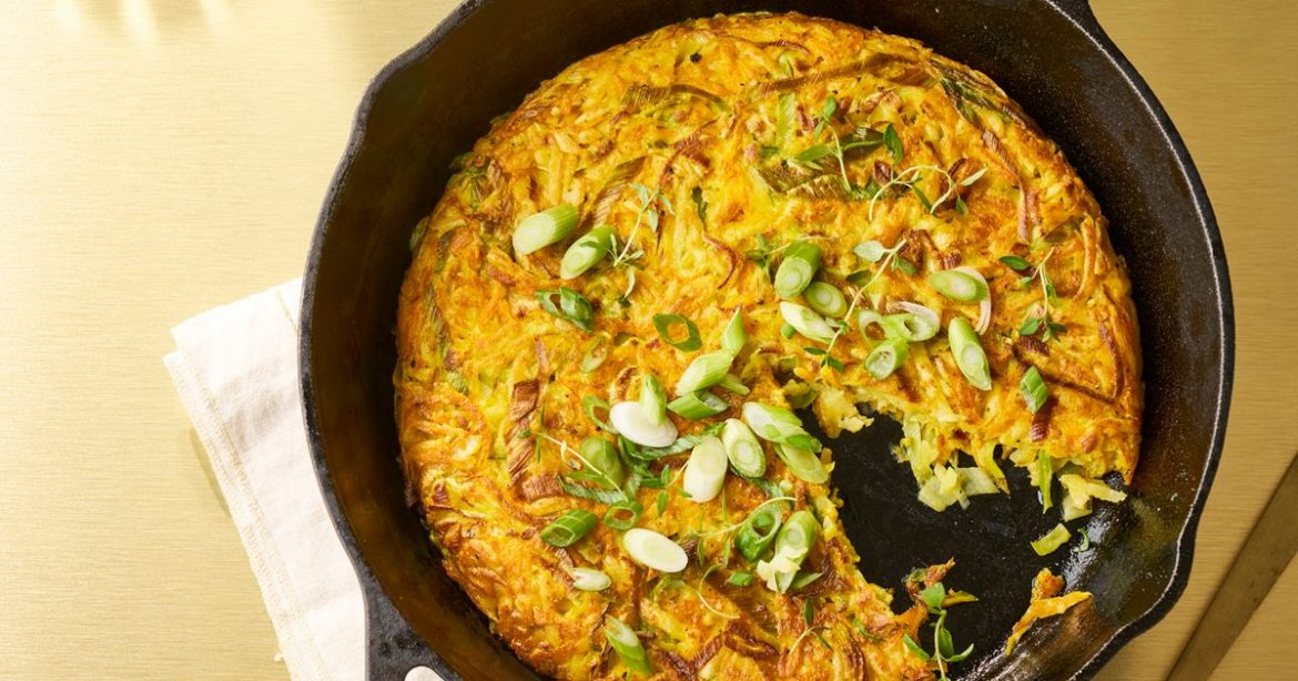 Leek, parsnip and carrot frying pan rosti