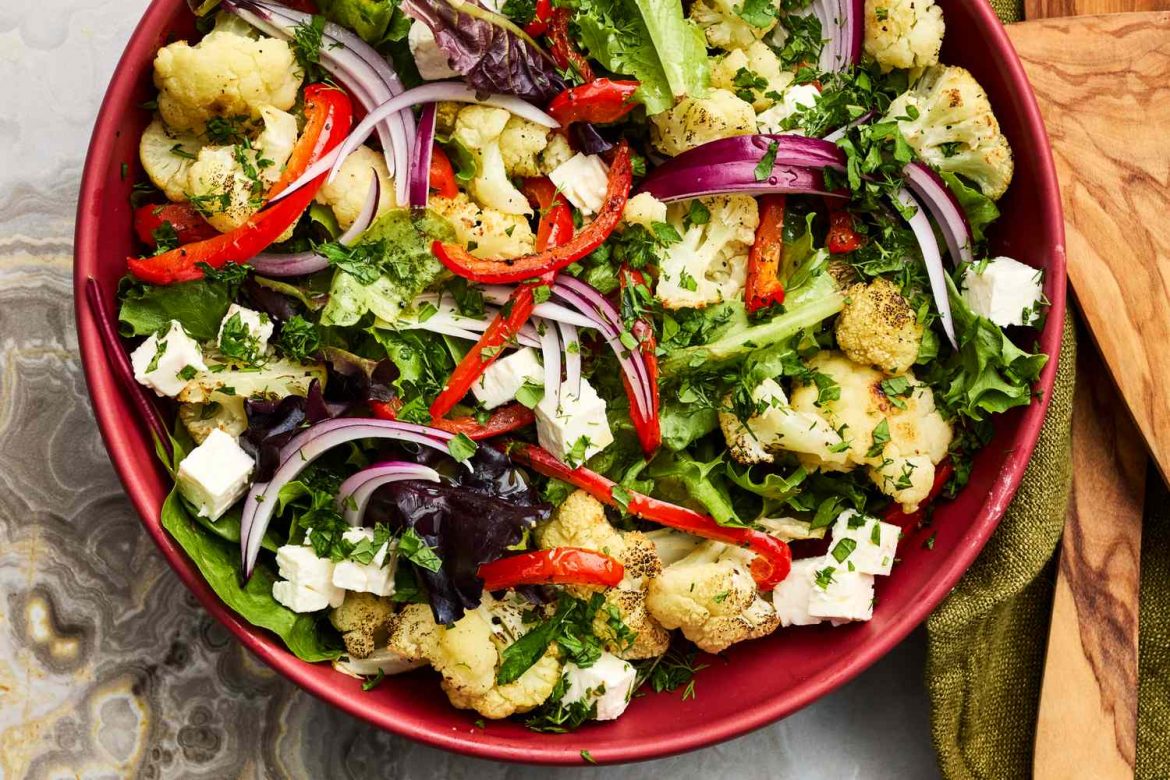 Roasted Cauliflower Salad with Lemon-Garlic Vinaigrette