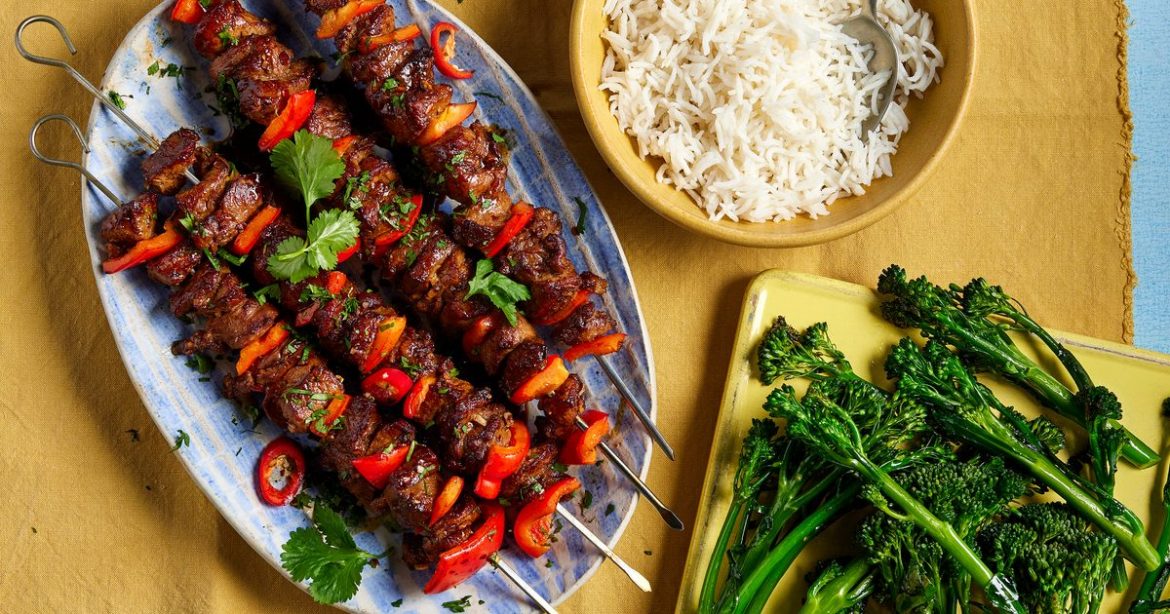 Spicy cumin lamb skewers | Good Food